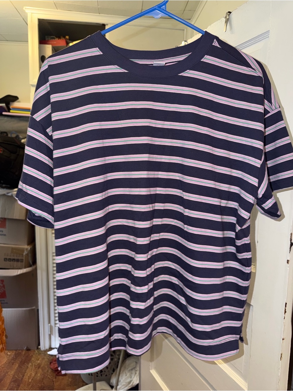 Old Navy Navy & Light Pink Striped Vintage T-Shirt